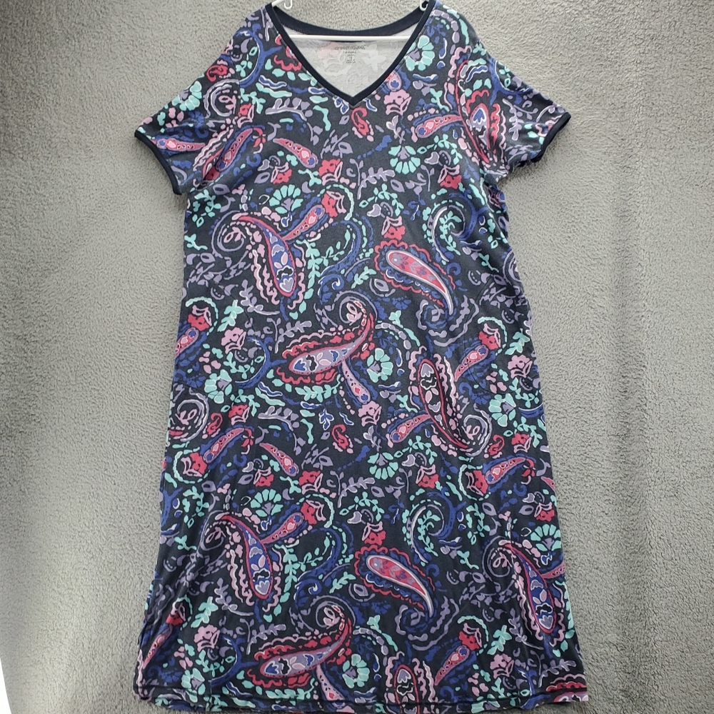 Dreams & Co. Maxi Shirt Dress Women's Plus Size 1X 22/24 Long Lounger Paisley